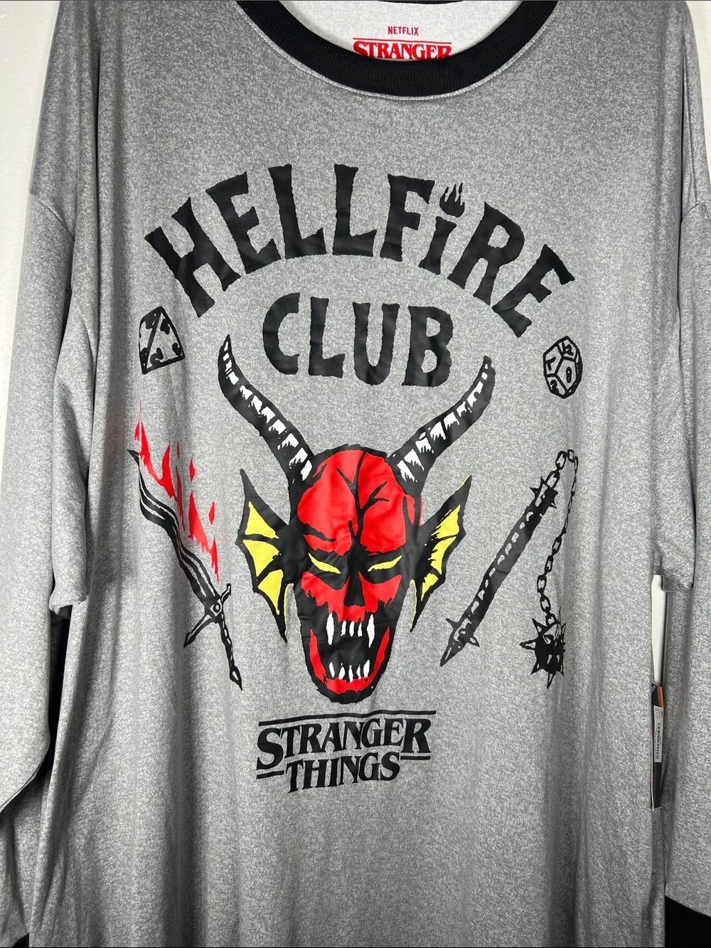 Stranger Things Hellfire Club Gray Long Sleeve Tee XL